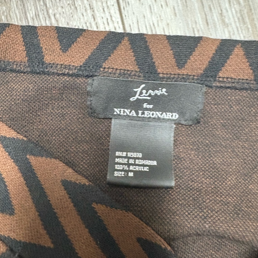Nina Leonard Brown and Black Zigzag Fringe Skirt - Picture 7 of 10